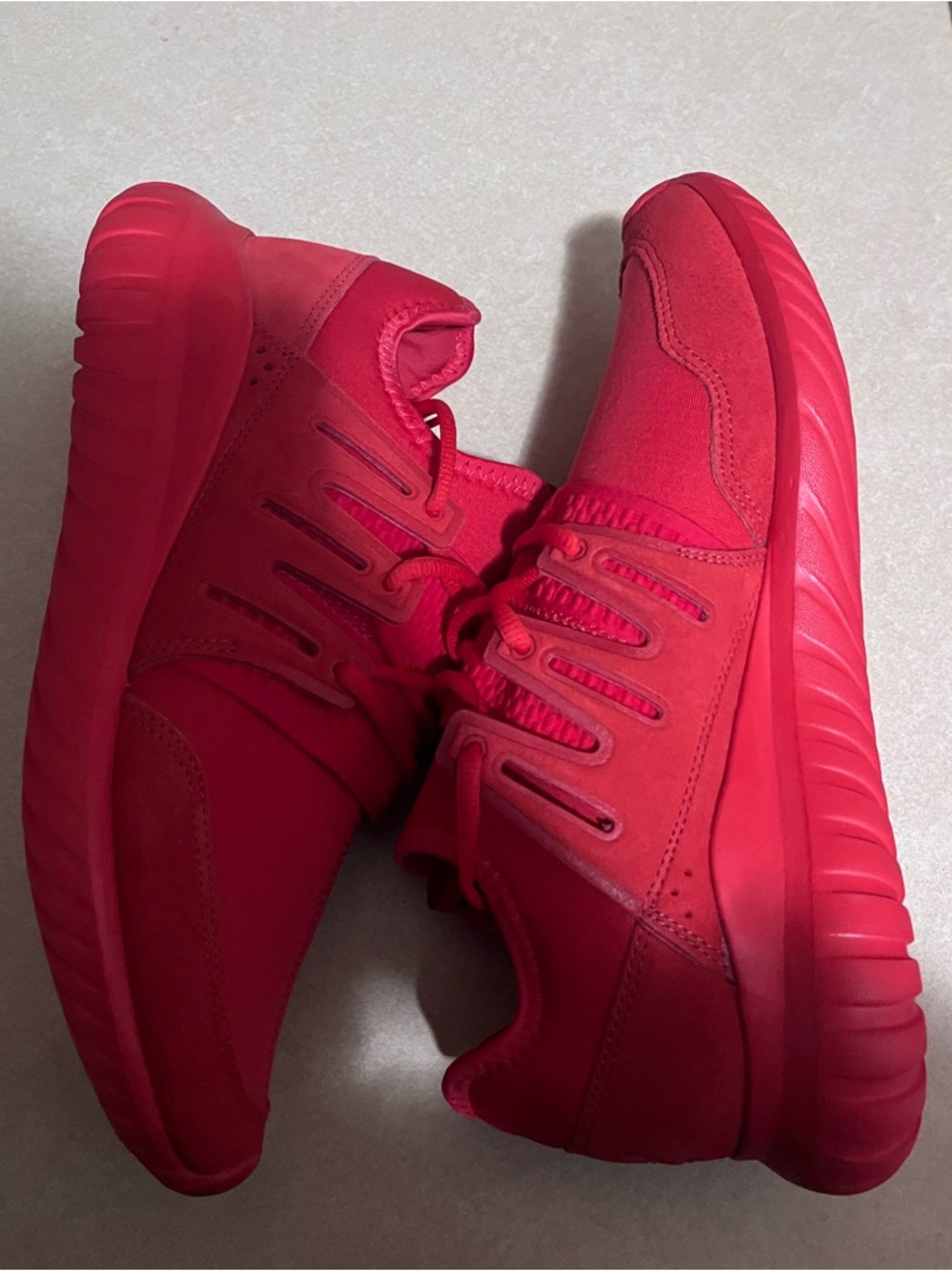 Adidas Bold Red Low-Top Athletic Sneakers